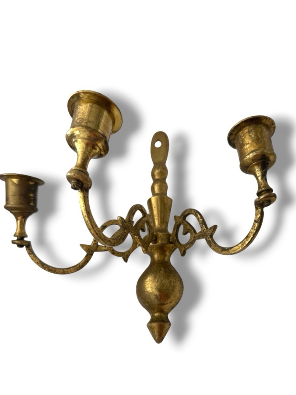 Vintage Brass Candle Holder Wall Sconce Triple Arm Extra Parts